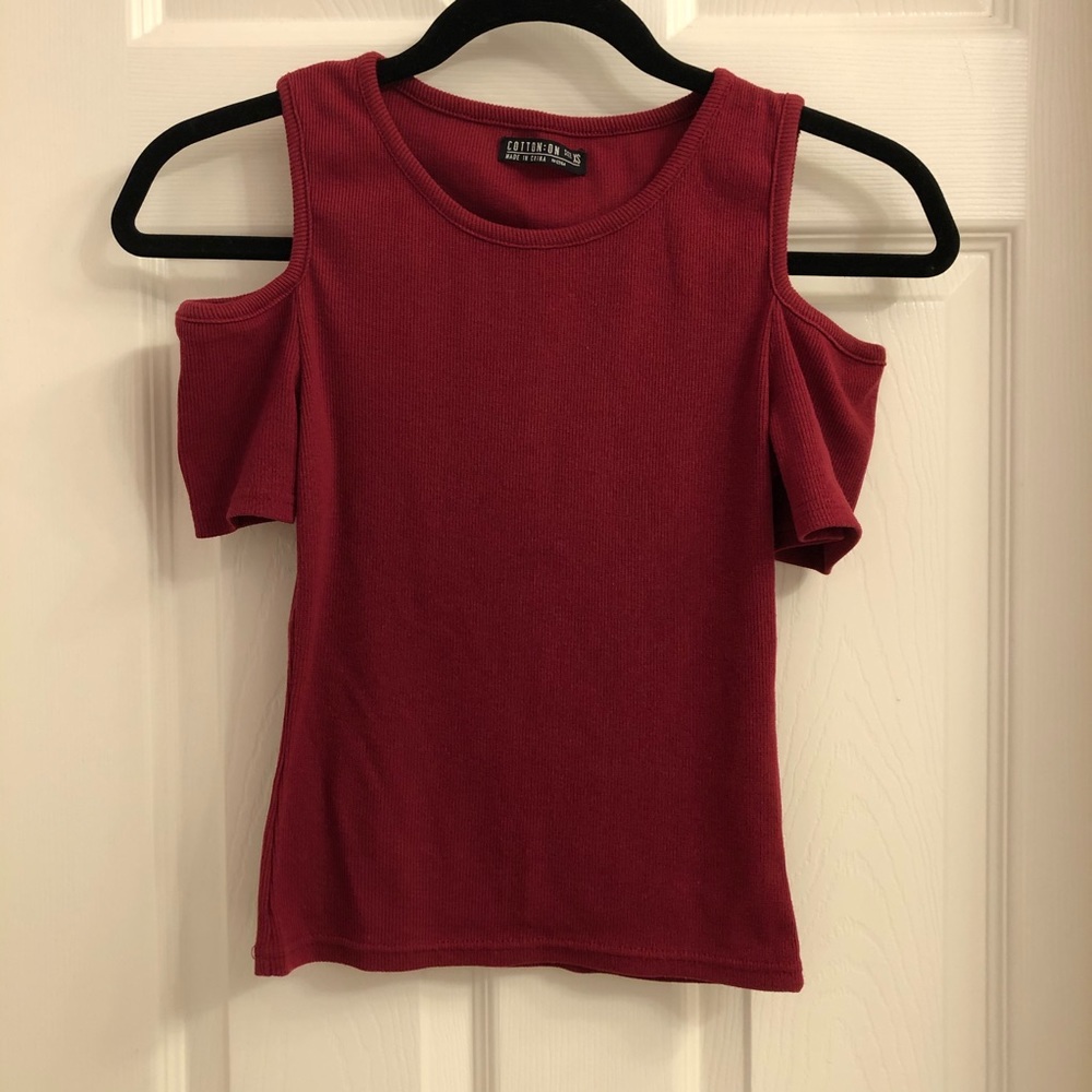 Cold shoulder red top